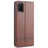 Voor Samsung Galaxy A02s AZNS magnetische kalf textuur horizontale flip lederen geval met kaart slots & houder & portemonnee (donkerbruin)