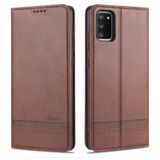 Voor Samsung Galaxy A02s AZNS magnetische kalf textuur horizontale flip lederen geval met kaart slots & houder & portemonnee (donkerbruin)