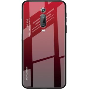 Voor Xiaomi Redmi K20 / K20 Pro / Mi 9T / Mi 9T Pro Gradient Color Glass Case (rood)