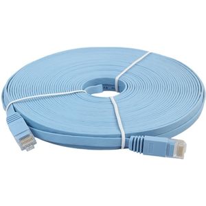 15m CAT6 ultra-dunne platte Ethernet LAN netwerkkabel  Patch leiden RJ45 (blauw)