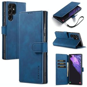 For Samsung Galaxy S22 Ultra DG.MING Retro Oil Side Horizontal Flip Leather Case with Holder & Card Slots & Wallet(Blue)