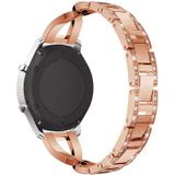 X-vormige Diamond-bezaaid Solid RVS polsband horlogeband voor Samsung Gear S3 (Rose goud)