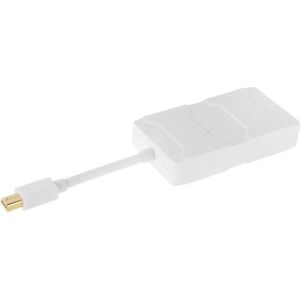 3 in 1 Mini DisplayPort mannetje naar HDMI + VGA + DVI vrouwtje Adapter Converter voor Mac Book Pro Air  Kabel Lengte: 8cmwit