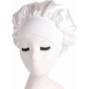2 PCS TJM-301 Night Cap met brede brim en elasticiteit hoofdband dames chemotherapie cap hair care hoed  grootte: M 56-58cm (Wit)