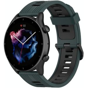 Voor Amazfit GTR 4 / GTS 4 / GTR 3 22 mm streep tweekleurige siliconen roestvrijstalen gesp horlogeband (olijfgroen zwart)