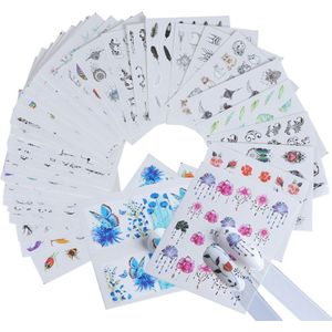 40 stuks Nail sticker kleurrijke ontwerp water Transfer Decals sets