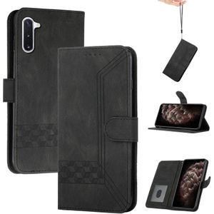 Voor Samsung Galaxy Note10 Cubic Skin Feel Flip Leather Phone Case (Black)