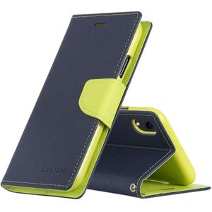 KWIK GOOSPERY FANCY dagboek horizontale Flip lederen case voor iPhone XR  met houder & kaartsleuven & portemonnee (donkerblauw)