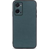 For OPPO A76 Accurate Hole Lambskin Texture Genuine Leather Phone Case(Green)