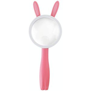 2275 5X/10X Cartoon Animal Handheld Kinderen Science Experiment Vergrootglas (Pink Rabbit)