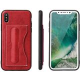 Fierre Shann voor iPhone X volledige beschermende hoes met houder & Card Slot(Red)