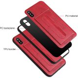 Fierre Shann voor iPhone X volledige beschermende hoes met houder & Card Slot(Red)