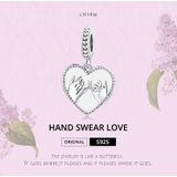 S925 Sterling Silver Heart Hand In Hand Pendant DIY Bracelet Necklace Accessories