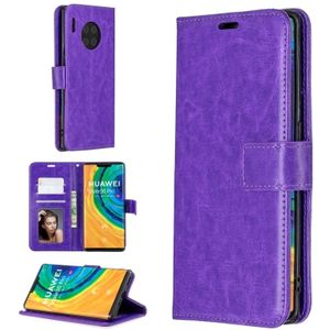 Voor Huawei mate 30 Pro Crazy Horse textuur horizontale Flip lederen draagtas met houder & kaartsleuven & portemonnee & fotolijstjes (Pruple)