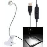 3W 360 graden rotatie USB Metalen Flexibele Hals LED-licht met Switch & Clip (Wit Licht Zilver)