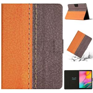 Voor Samsung Galaxy Tab A 10.1 2019 T510 Stiksels Effen Kleur Smart Leather Tablet Case (Oranje)