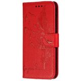 Feather patroon Litchi textuur horizontale Flip lederen draagtas met portemonnee & houder & kaartsleuven voor Galaxy A40 (rood)