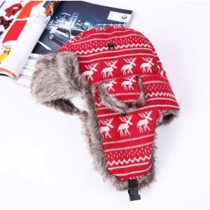 Fawn Patroon Cold Protection Warm Bomber Hoeden Flight Hats (Rood)