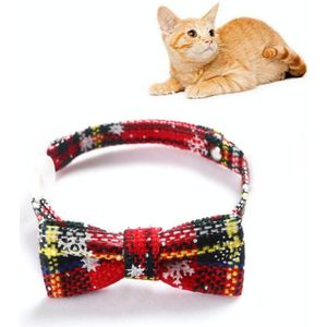 5 PCS Snowflake Christmas Red Plaid Verstelbaable Pet Bow Tie Bow Knot Cat Dog Collar  Maat:S 17-30cm  Style:Small Bowknot