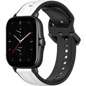 Voor Amazfit GTS 2E 20 mm bolle lus tweekleurige siliconen horlogeband (wit + zwart)