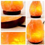 USB Power Himalayan Crystal Rock Salt Desk Lamp Nachtlampje met Hout Base & E14 Lamp & Switch  Grootte: 1-2kg (kleurrijk licht)