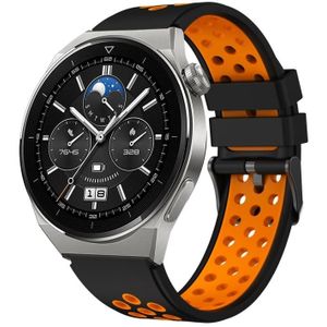 Voor Huawei Watch GT3 Pro 46 mm tweekleurige siliconen horlogeband met rond gat (zwart oranje)