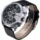 CAGARNY 6839 Irregular Large Dial Leather Band Quartz Sports Watch For Men(Silver Black + Black)