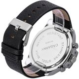 CAGARNY 6839 Irregular Large Dial Leather Band Quartz Sports Watch For Men(Silver Black + Black)