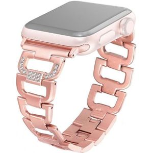 Kleurrijke diamant roestvrijstalen horlogeband voor Apple Watch serie & 44mm/3 & 2 & 1 42mm (Rose goud)