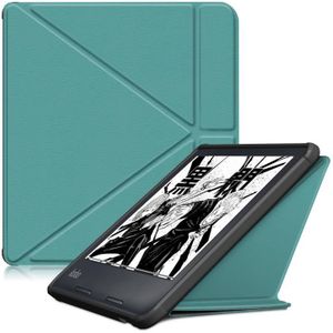 For KOBO Sage 2021 Cloth Texture Multi-folding Leather Tablet Case(Dark Green)