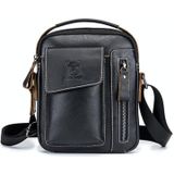 Buff Captain 037 First-Layer Cowhide Messenger Bag Male Sport Zachte Lederen Schoudertas (Zwart)