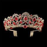 Crystal Tiaras Vintage Gold Rhinestone Pageant kroont met kam barokke bruiloft haaraccessoires (goud groen)