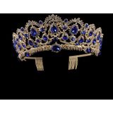 Crystal Tiaras Vintage Gold Rhinestone Pageant kroont met kam barokke bruiloft haaraccessoires (goud groen)