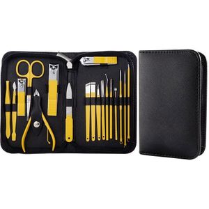 18 In 1 Yellow  Nail Clipper Set Manicure Set Stainless Steel Nail Clipper Manicure Tool