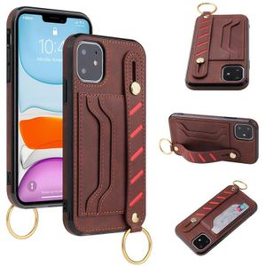 Polsband Portemonnee Lederen Telefoonhoesje voor iPhone 11 Pro Max (Brown)