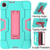 Voor Samsung Galaxy Tab A 8.4 (2020) T307 Contrast Color Robot Shockproof Silicon + PC Beschermhoes met houder (Mint Green + Rose Red)