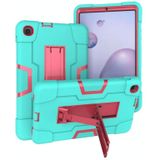 Voor Samsung Galaxy Tab A 8.4 (2020) T307 Contrast Color Robot Shockproof Silicon + PC Beschermhoes met houder (Mint Green + Rose Red)