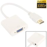 Full HD 1080P HDMI to VGA + Audio Output Kabel voor Computer / DVD / Digitale Set-top Box / Laptop / mobiele telefoon / Media Player  Lengte: 24cmwit