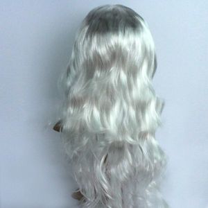 Kleurrijke Wild-Curl Up feest hoofddeksels golvende lange PET pruiken voor Female(White)