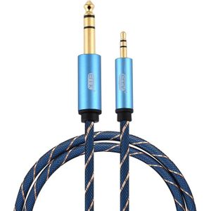 EMK 3.5mm Jack Male to 6.35mm Jack Male Gold Plated Connector Nylon Braid AUX Cable for Computer / X-BOX / PS3 / CD / DVD  Cable Length:1m(Dark Blue)
