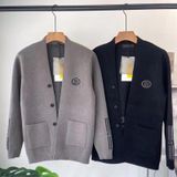 Mannen Gebreide Cardigan V-hals Jacket (kleur: Black Size: L)