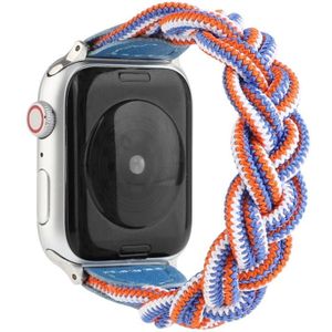 Elastic Woven Watchband Voor Apple Watch Series 6 & SE & 5 & 4 40mm / 3 & 2 & 1 38mm  Lengte:120mm(Blauw Wit Oranje)