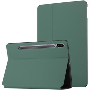 Voor Samsung Galaxy Tab S7 SM-T870 / T875 Dual-vouwen Horizontale Flip Tablet Leren Case met Houder & Sleep / Wake-up-functie (Dark Green)