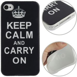 iPhone 4 & 4S Keep Calm And Carry On patroon TPU back cover Hoesje