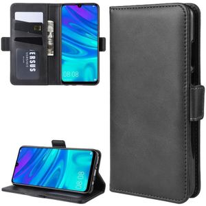 Dubbele gesp portemonnee staan leer mobiele telefoon geval voor Huawei P30 LITE  met portemonnee & houder & kaartsleuven (zwart)