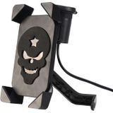 Draagbare motorfiets USB lader mobiele telefoon houder  achteruitkijkspiegel versie (zwart)