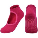 2 paar gekamde katoenen yoga sokken handdoek bodem onthullen ronde hoofddans fitness sportvloer sokken  maat: One size (rose rood)