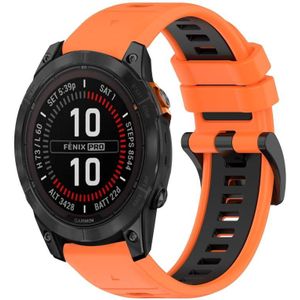 Voor Garmin Fenix 7S Pro 42 mm 20 mm sport tweekleurige siliconen horlogeband (oranje + zwart)