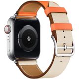 Twee kleuren enkele lus lederen polsband horlogebandje voor Apple horloge serie 3 & 2 & 1 42mm  kleur: rijst wit + oranje