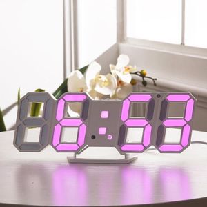 6609 3D Stereo LED Wekker Woonkamer 3D Wandklok  Kleur: Roze